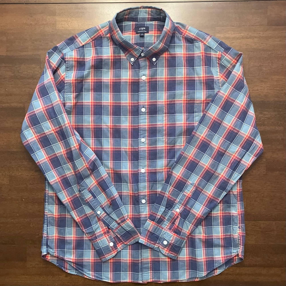 J. Crew Long Sleeve Button Down Shirt Plaid XL
